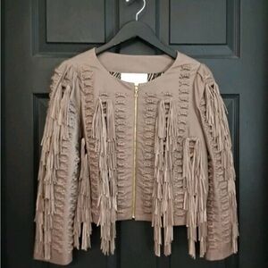 Leifsdottir Taupe Fringe Leather Jacket